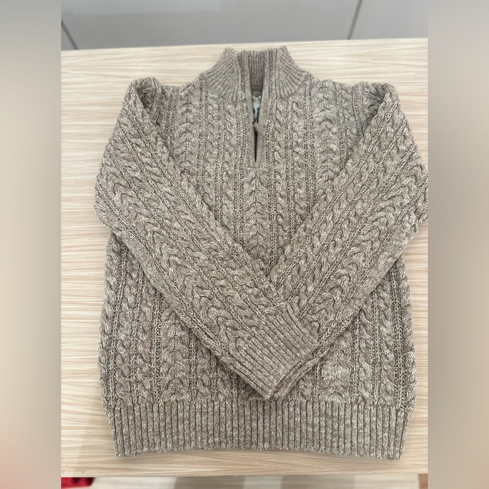 Boys Organic Half Zip Cable Sweater